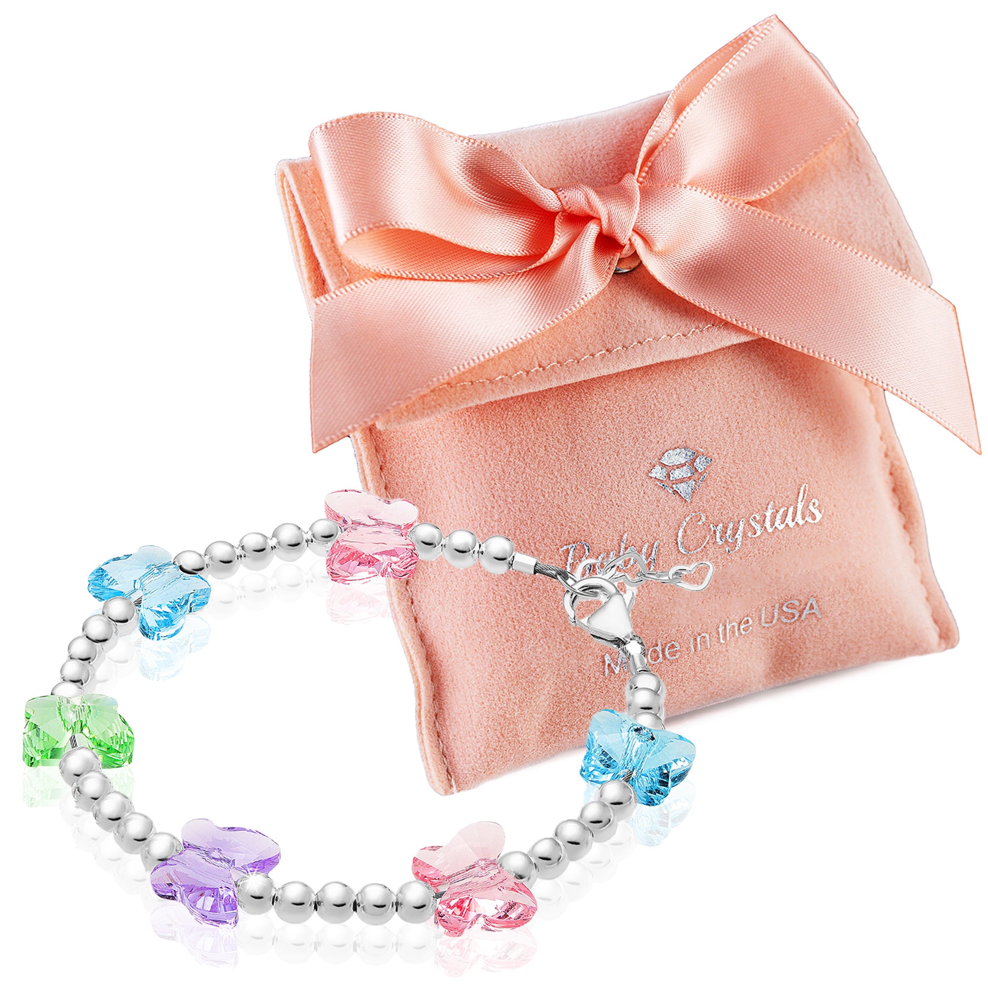  MIFYNN 8mm Crystal Butterfly Bracelet for Girls