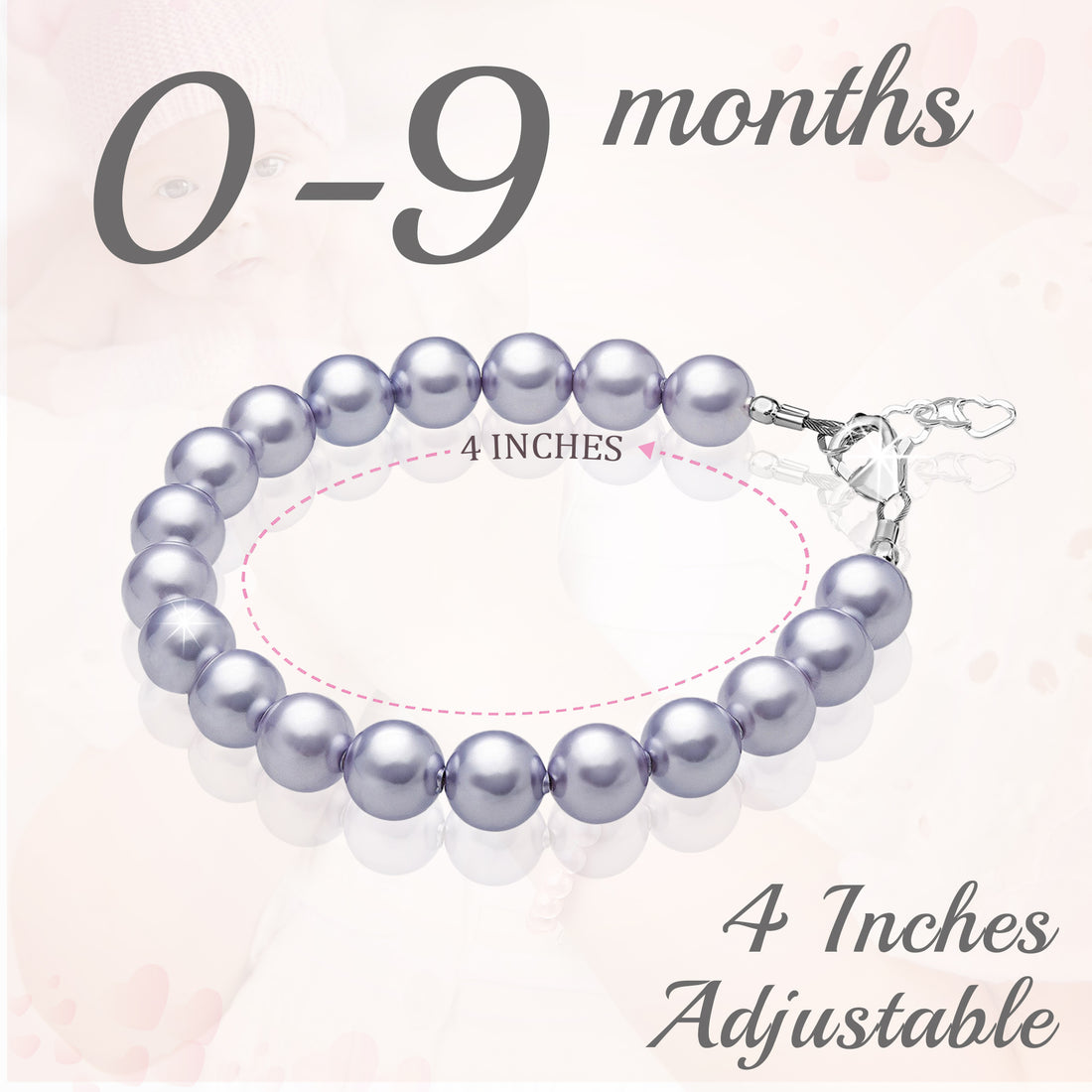 Sterling Silver Elegant Teen Bracelet with White Pearls & Crystals – Baby  Crystals