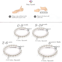 Personalized Birthstone Bracelets for Girls -White and Rose Simulated Austrian Pearls Crystals, Sterling Silver Initial Charm Bracelet Jewelry for Babies to teens, Customized Alphabet Letters