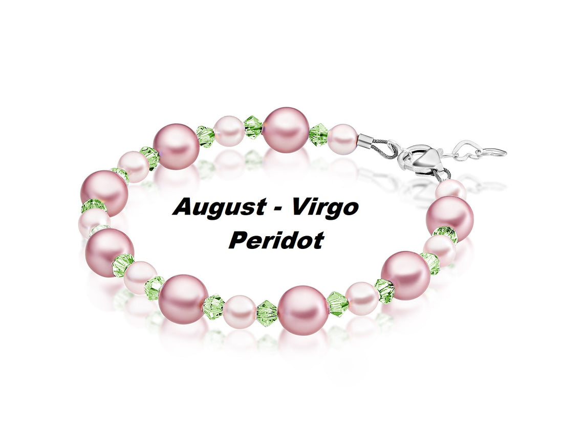 Personalized Birthstone Bracelets for Girls -White and Rose Simulated Austrian Pearls Crystals, Sterling Silver Initial Charm Bracelet Jewelry for Babies to teens, Customized Alphabet Letters