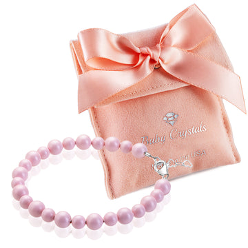 Infant Baby Girl Pastel Rose Pearl Bracelet