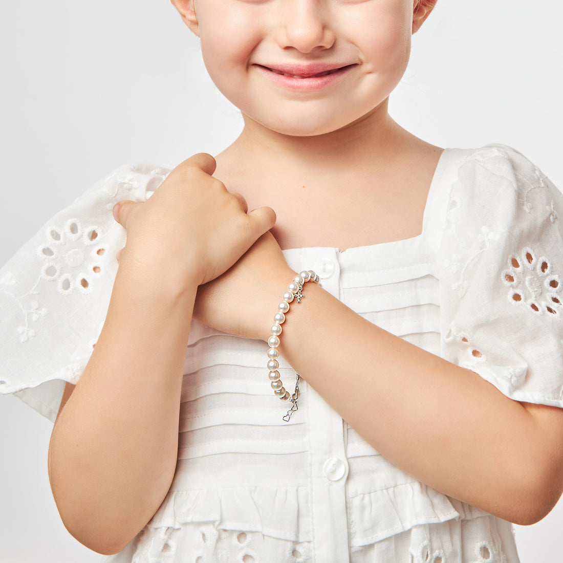 Girls Christening Gifts | Pink Pearl Bracelet with Heart –  Christeninggowns.com