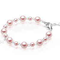 Infant Baby Girl Baptism & Christening Pink Pearl Sterling silver Cross Charm Bracelet